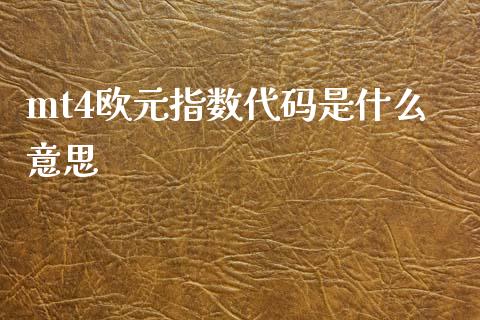 mt4欧元指数代码是什么意思_https://m.yjjixie.cn_恒生指数直播平台_第1张
