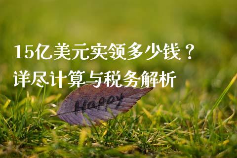 15亿美元实领多少钱？ 详尽计算与税务解析_https://m.yjjixie.cn_恒生指数直播平台_第1张