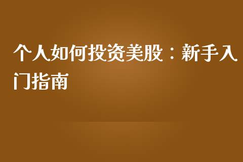 个人如何投资美股：新手入门指南_https://m.yjjixie.cn_纳指直播间_第1张