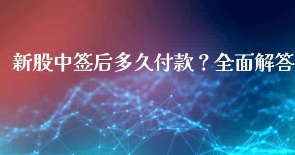 新股中签后多久付款？全面解答_https://m.yjjixie.cn_德指在线喊单直播室_第1张