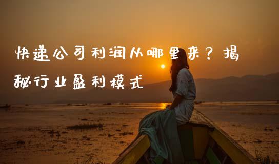 快递公司利润从哪里来？揭秘行业盈利模式_https://m.yjjixie.cn_德指在线喊单直播室_第1张