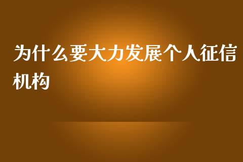 为什么要大力发展个人征信机构_https://m.yjjixie.cn_德指在线喊单直播室_第1张
