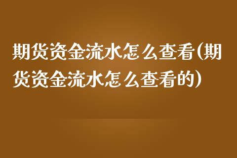 期货资金流水怎么查看(期货资金流水怎么查看的)_https://m.yjjixie.cn_德指在线喊单直播室_第1张