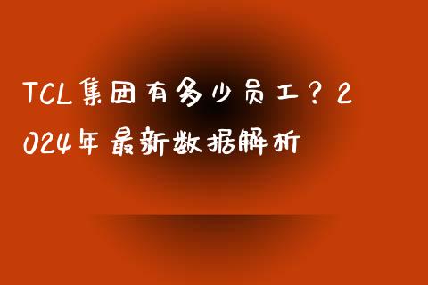 TCL集团有多少员工？2024年最新数据解析_https://m.yjjixie.cn_纳指直播间_第1张