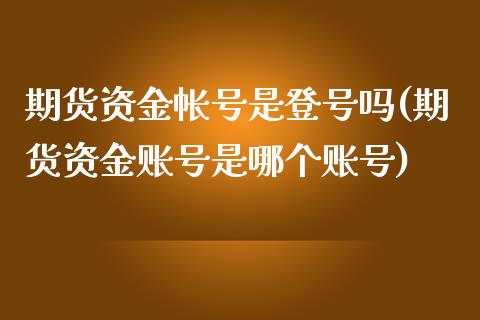 期货资金帐号是登号吗(期货资金账号是哪个账号)_https://m.yjjixie.cn_恒指期货直播间喊单_第1张