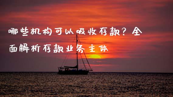 哪些机构可以吸收存款？全面解析存款业务主体_https://m.yjjixie.cn_恒指期货直播间喊单_第1张