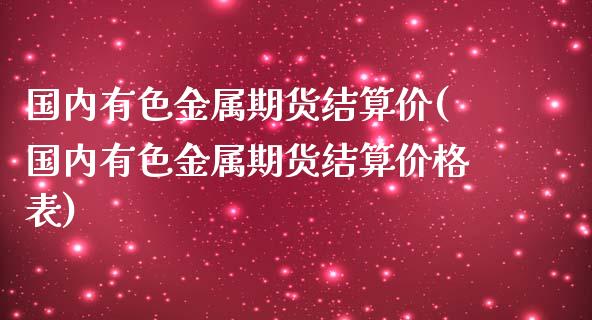 国内有色金属期货结算价(国内有色金属期货结算价格表)_https://m.yjjixie.cn_纳指直播间_第1张