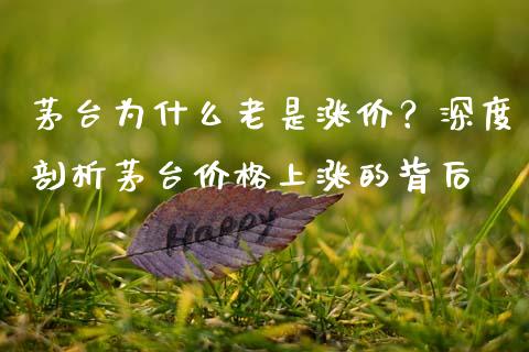 茅台为什么老是涨价？深度剖析茅台价格上涨的背后_https://m.yjjixie.cn_德指在线喊单直播室_第1张