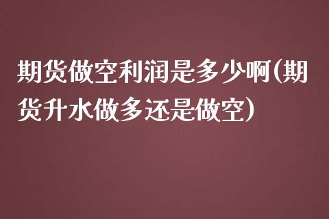 期货做空利润是多少啊(期货升水做多还是做空)_https://m.yjjixie.cn_纳指直播间_第1张