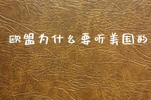 欧盟为什么要听美国的_https://m.yjjixie.cn_德指在线喊单直播室_第1张