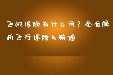飞机保险有什么用？全面解析飞行保障与赔偿_https://m.yjjixie.cn_纳指直播间_第1张