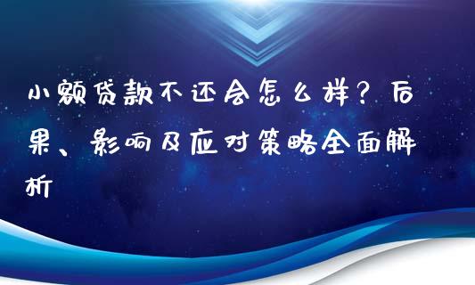 小额贷款不还会怎么样？后果、影响及应对策略全面解析_https://m.yjjixie.cn_恒指期货直播间喊单_第1张