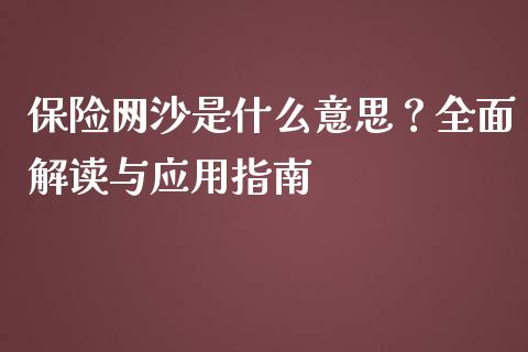保险网沙是什么意思?全面解读与应用指南_恒指期货直播间喊单_第1张_恒生指数直播平台_恒指期货直播间喊单_德指在线喊单直播室_纳指直播间 保险网沙是什么意思?全面解读与应用指南_https://m.yjjixie.cn_恒指期货直播间喊单_第1张