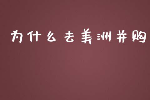 为什么去美洲并购_https://m.yjjixie.cn_恒生指数直播平台_第1张