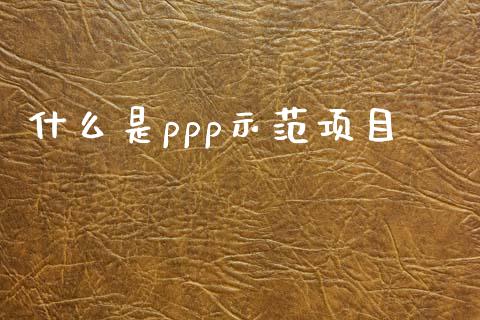 什么是ppp示范项目_https://m.yjjixie.cn_德指在线喊单直播室_第1张