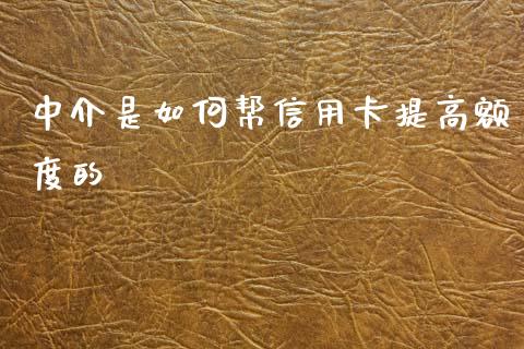 中介是如何帮信用卡提高额度的_https://m.yjjixie.cn_德指在线喊单直播室_第1张