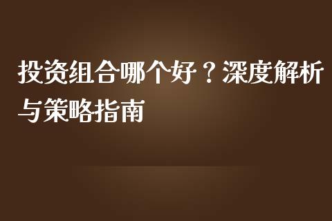 投资组合哪个好？深度解析与策略指南_https://m.yjjixie.cn_德指在线喊单直播室_第1张