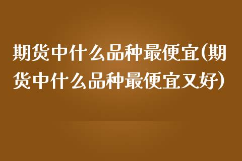 期货中什么品种最便宜(期货中什么品种最便宜又好)_https://m.yjjixie.cn_恒生指数直播平台_第1张