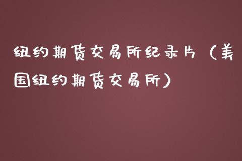 纽约期货交易所纪录片（美国纽约期货交易所）_https://m.yjjixie.cn_德指在线喊单直播室_第1张