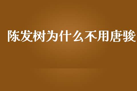 陈发树为什么不用唐骏_https://m.yjjixie.cn_德指在线喊单直播室_第1张