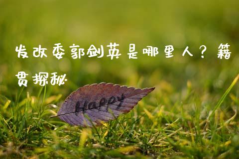 发改委郭剑英是哪里人？籍贯探秘_https://m.yjjixie.cn_德指在线喊单直播室_第1张