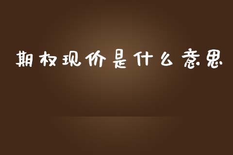 期权现价是什么意思_https://m.yjjixie.cn_恒指期货直播间喊单_第1张