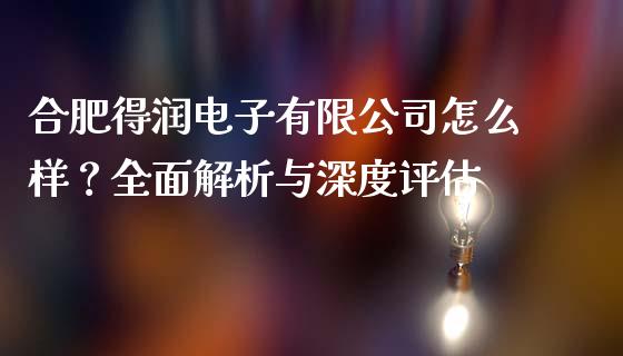 合肥得润电子有限公司怎么样？全面解析与深度评估_https://m.yjjixie.cn_德指在线喊单直播室_第1张