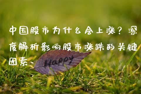 中国股市为什么会上涨？深度解析影响股市涨跌的关键因素_https://m.yjjixie.cn_恒生指数直播平台_第1张