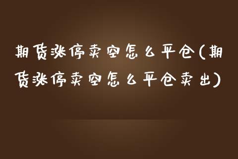 期货涨停卖空怎么平仓(期货涨停卖空怎么平仓卖出)_https://m.yjjixie.cn_纳指直播间_第1张