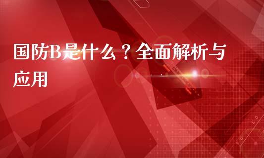 国防B是什么？全面解析与应用_https://m.yjjixie.cn_纳指直播间_第1张