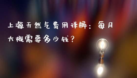 上海天然气费用详解：每月大概需要多少钱？_https://m.yjjixie.cn_恒指期货直播间喊单_第1张