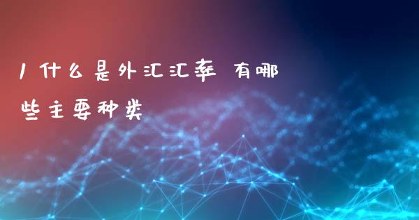 1 什么是外汇汇率 有哪些主要种类_https://m.yjjixie.cn_恒指期货直播间喊单_第1张