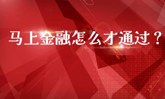 马上金融怎么才通过？_https://m.yjjixie.cn_恒指期货直播间喊单_第1张