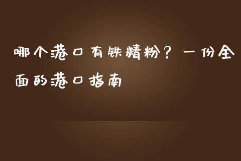 哪个港口有铁精粉？一份全面的港口指南_https://m.yjjixie.cn_恒指期货直播间喊单_第1张