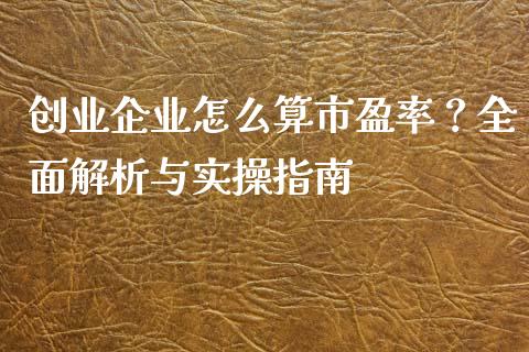 创业企业怎么算市盈率？全面解析与实操指南_https://m.yjjixie.cn_恒指期货直播间喊单_第1张