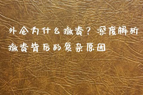 外企为什么撤资？深度解析撤资背后的复杂原因_https://m.yjjixie.cn_纳指直播间_第1张