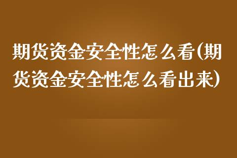 期货资金安全性怎么看(期货资金安全性怎么看出来)_https://m.yjjixie.cn_恒生指数直播平台_第1张