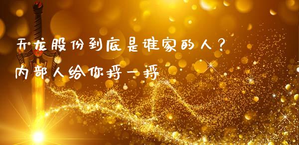 天龙股份到底是谁家的人？内部人给你捋一捋_https://m.yjjixie.cn_纳指直播间_第1张