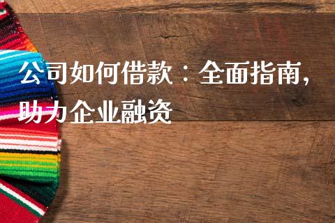 公司如何借款：全面指南，助力企业融资_https://m.yjjixie.cn_德指在线喊单直播室_第1张