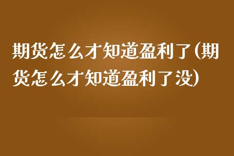 期货怎么才知道盈利了(期货怎么才知道盈利了没)_https://m.yjjixie.cn_纳指直播间_第1张