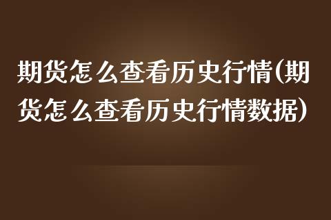 期货怎么查看历史行情(期货怎么查看历史行情数据)_https://m.yjjixie.cn_恒生指数直播平台_第1张