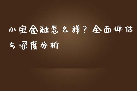 小宝金融怎么样？全面评估与深度分析_https://m.yjjixie.cn_德指在线喊单直播室_第1张