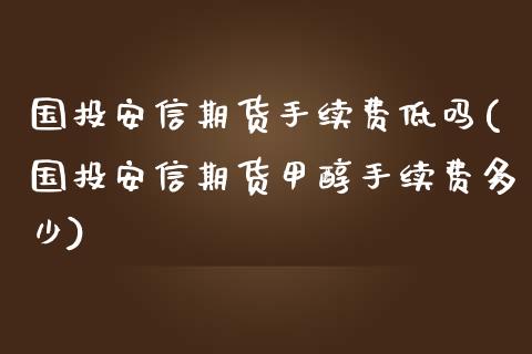 国投安信期货手续费低吗(国投安信期货甲醇手续费多少)_https://m.yjjixie.cn_恒指期货直播间喊单_第1张