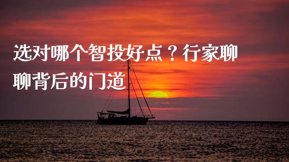 选对哪个智投好点？行家聊聊背后的门道_https://m.yjjixie.cn_德指在线喊单直播室_第1张
