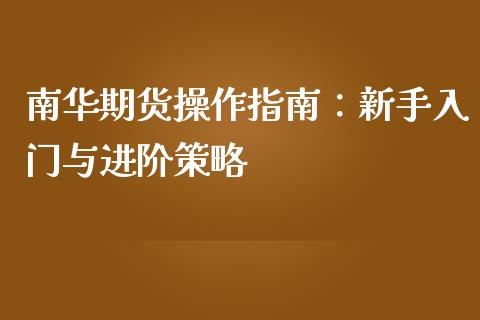 南华期货操作指南：新手入门与进阶策略_https://m.yjjixie.cn_恒生指数直播平台_第1张