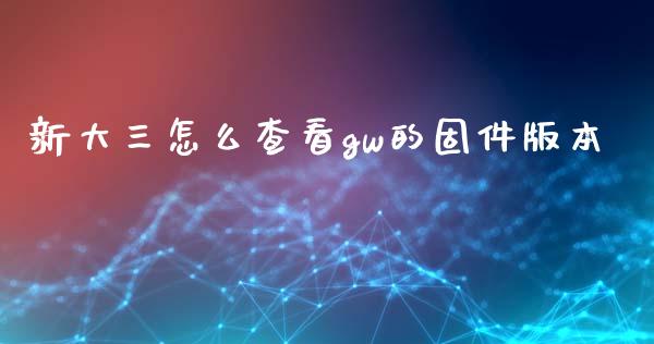 新大三怎么查看gw的固件版本_https://m.yjjixie.cn_纳指直播间_第1张