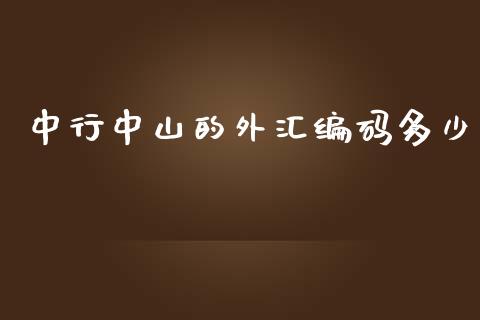 中行中山的外汇编码多少_https://m.yjjixie.cn_恒生指数直播平台_第1张