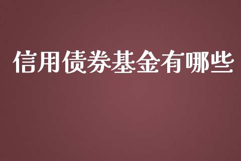 信用债券基金有哪些_https://m.yjjixie.cn_纳指直播间_第1张