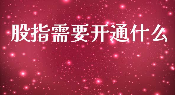 股指需要开通什么_https://m.yjjixie.cn_恒指期货直播间喊单_第1张