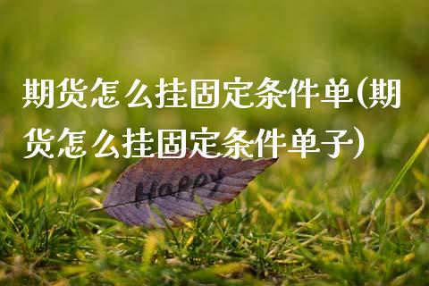 期货怎么挂固定条件单(期货怎么挂固定条件单子)_https://m.yjjixie.cn_恒指期货直播间喊单_第1张